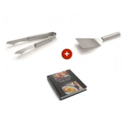 Pack Spatule Inox + Livre De Recettes + Pince Inox Pour Plancha Forge Adour
