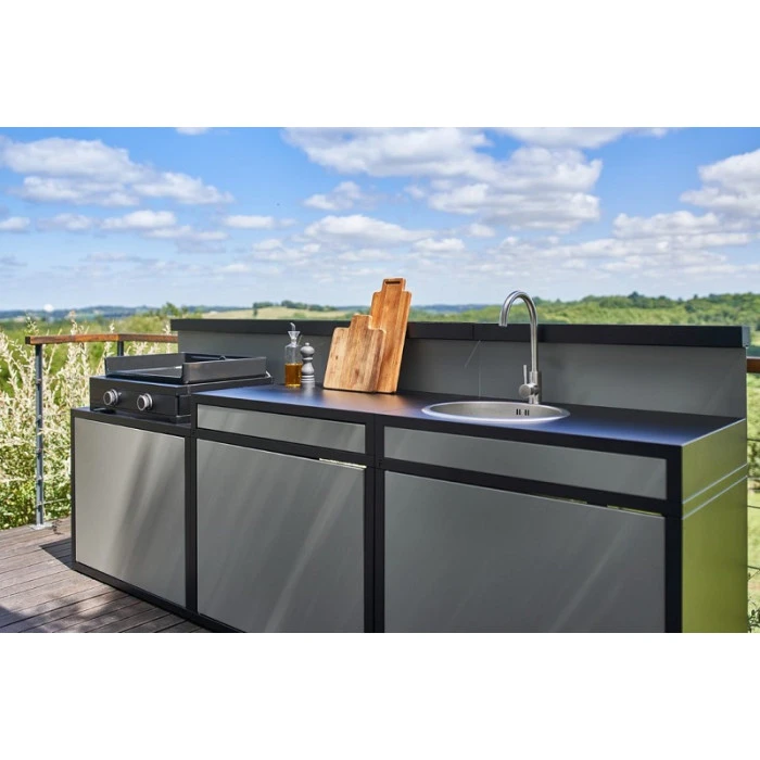 Cuisine D'extérieur Forge Adour 3 Modules + Plancha à Gaz Modern 60 Acier Noir 1 Cuisine D'extérieur Forge Adour 3 Modules + Plancha à Gaz Modern 60 Acier Noir