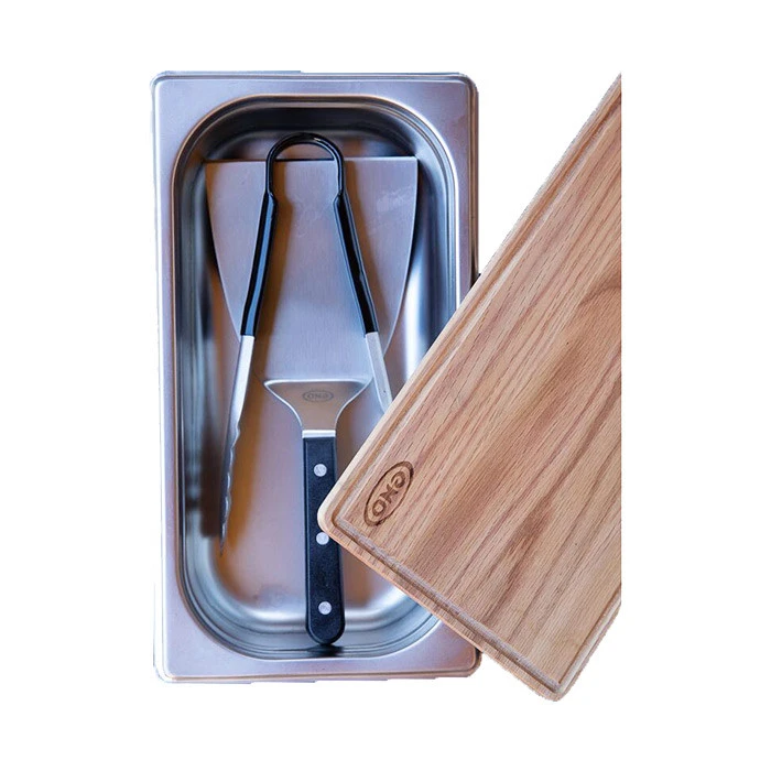 Coffret Du Chef Pour Plancha Eno : Planche à Découper, Spatule, Pince Et Bac 1 Coffret Du Chef Pour Plancha Eno : Planche à Découper, Spatule, Pince Et Bac
