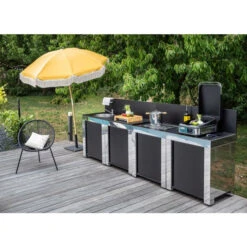 Meilleur Endroit Barbecue 28 Cuisine D'extérieur ENO Modulo Inox Et Noir Pour Plancha - 4 Modules Avec Table De Cuisson Master