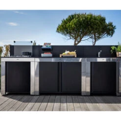 Meilleur Endroit Barbecue 38 Cuisine D'extérieur ENO Modulo Inox Et Noir Pour Plancha - 3 Modules Avec Table De Cuisson Master