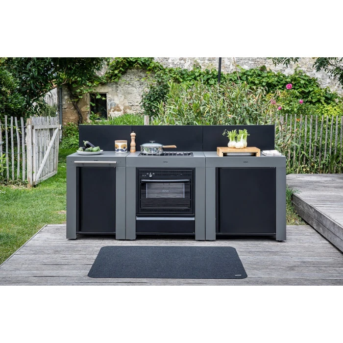 Cuisine D'extérieur ENO Modulo Acier Pour Plancha - 3 Modules Avec Cuisinière Et Desserte Félix 1 Cuisine D'extérieur ENO Modulo Acier Pour Plancha - 3 Modules Avec Cuisinière Et Desserte Félix