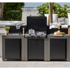 Meilleur Endroit Barbecue 32 Cuisine D'extérieur ENO Modulo Acier Pour Plancha - 3 Modules Avec Table De Cuisson Master
