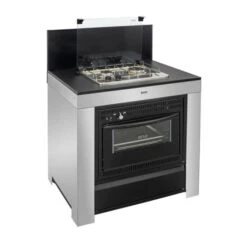 Cuisine D'extérieur ENO Modulo Inox Et Noir Pour Plancha - 3 Modules Avec Cuisinière -Meilleur Endroit Barbecue mod8505 1 cuisine exterieur modulo combine noir et inox eno 1