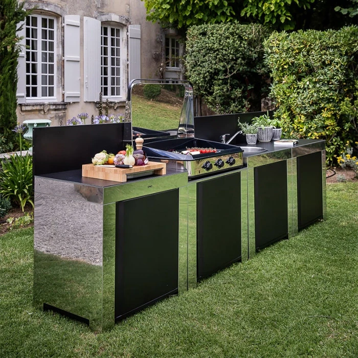 Cuisine D'extérieur Droite ENO Modulo Inox Et Noir Pour Plancha 4 Cuisine D'extérieur Droite ENO Modulo Inox Et Noir Pour Plancha – Image 4