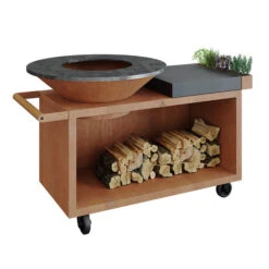 Meilleur Endroit Barbecue 8 Brasero Plancha OFYR Island PRO Corten 100 Céramique Gris Anthracite + Housse Offerte