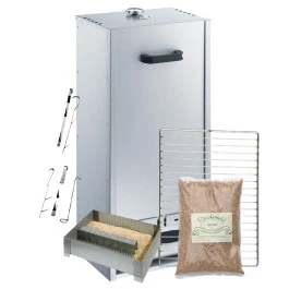 Pack Fumoir Peetz Acier Aluminé Porte Amovible - H 85 Cm + Accessoires 1 Pack Fumoir Peetz Acier Aluminé Porte Amovible - H 85 Cm + Accessoires