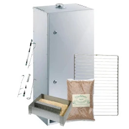 Pack Fumoir Peetz Acier Aluminé Porte à Charnières - H 85 Cm + Accessoires 1 Pack Fumoir Peetz Acier Aluminé Porte à Charnières - H 85 Cm + Accessoires