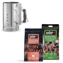 Pack Cheminée D'allumage Weber + Briquettes Noix De Coco + Copeaux De Fumage 1 Pack Cheminée D'allumage Weber + Briquettes Noix De Coco + Copeaux De Fumage