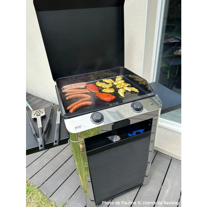 Pack Plancha Gaz ENO Fusion 60 Inox Et Noir + Chariot + Couvercle 2 Pack Plancha Gaz ENO Fusion 60 Inox Et Noir + Chariot + Couvercle – Image 2