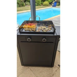 Pack Plancha à Gaz Forge Adour MODERN 60 Acier Noir + Chariot -Meilleur Endroit Barbecue plancha forge adour modern 60 acier sur chariot 6 1