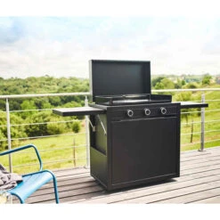 Pack Plancha à Gaz Forge Adour MODERN 75 Acier Noir + Chariot -Meilleur Endroit Barbecue plancha forge adour modern 75 chariot