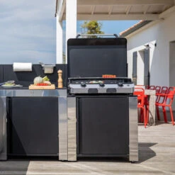 Meilleur Endroit Barbecue 17 Cuisine D'extérieur ENO Modulo Inox Et Noir Pour Plancha - 2 Modules