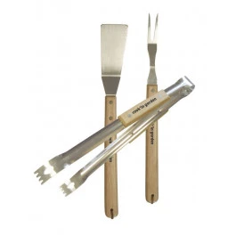 Kit 3 Accessoires Barbecue : Pince + Fourchette + Spatule Inox Et Bois Cook'In Garden 1 Kit 3 Accessoires Barbecue : Pince + Fourchette + Spatule Inox Et Bois Cook'In Garden
